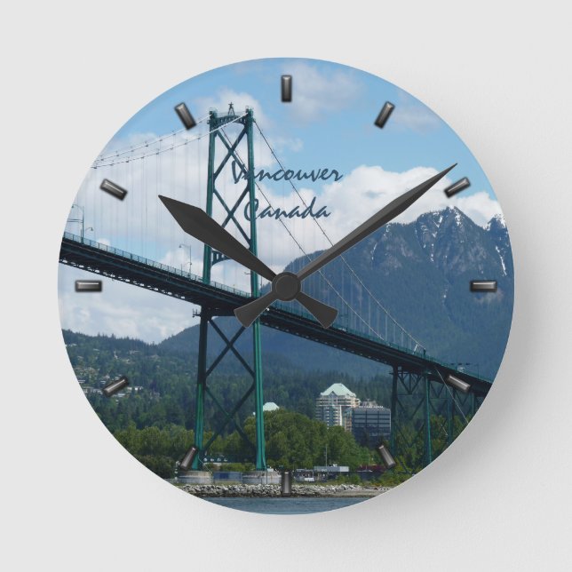Redondo Relógio de Vancouver Personalizado de Parede de Va (Frente)