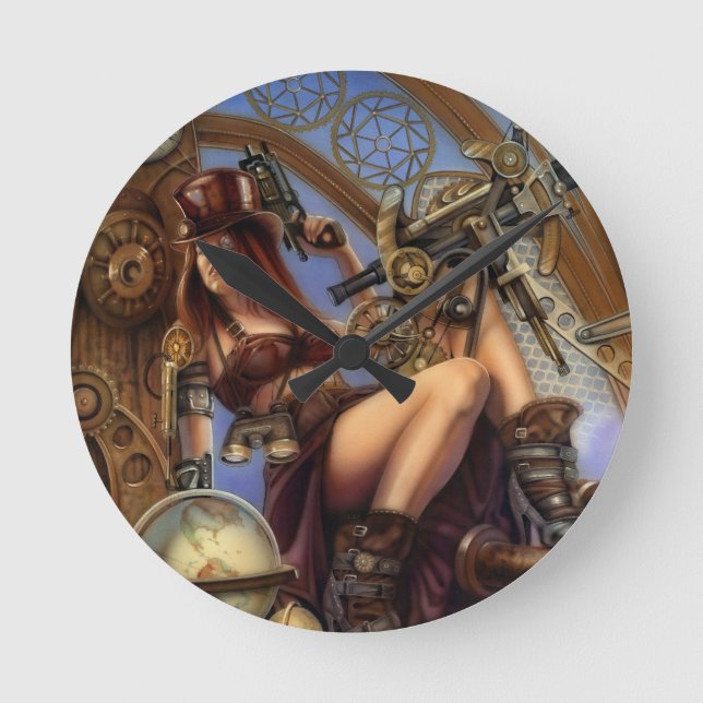 Redondo Relógio de Viajante do Tempo Steampunk! (Frente)