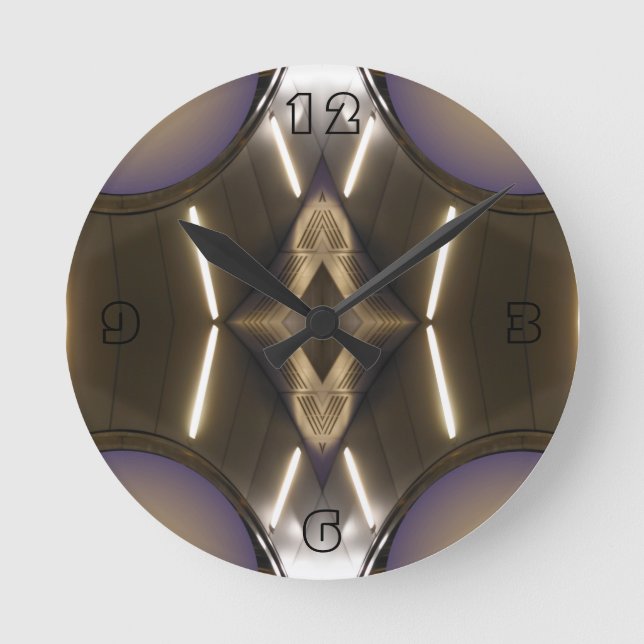 Redondo Relógio do Designer Contemporâneo Cromo Modernista (Frente)