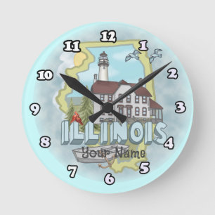 Redondo Relógio do Ilhthouse de Illinois