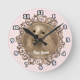 Redondo relógio do Spaniel do ornamentado Cocker