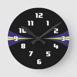 Redondo Relógio Dourado Roxo Preto