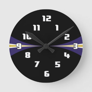 Redondo Relógio Dourado Roxo Preto