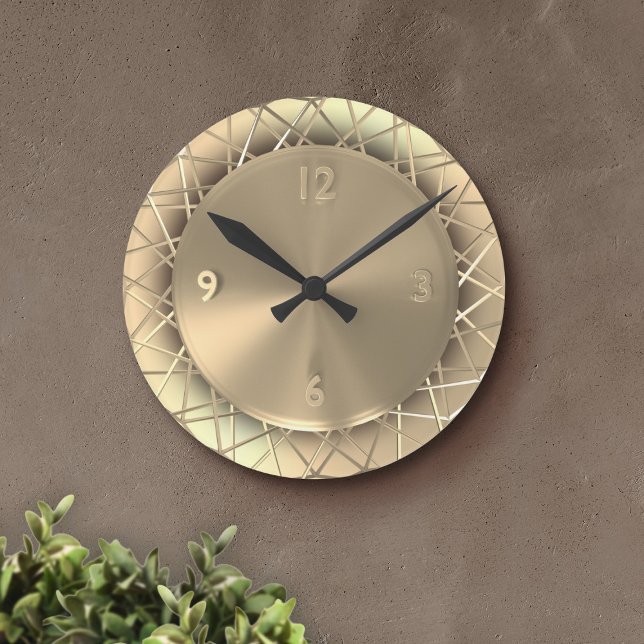 Redondo Relógio exclusivo com Na moda de fio metálico Dour (A unique faux gold colored clock that will look fancy on your wall)
