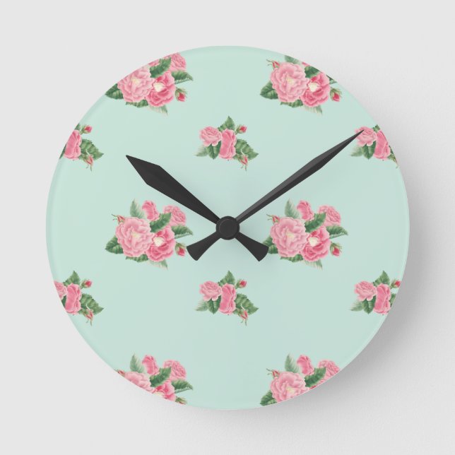 Redondo Relógio floral de ovo de pata (Frente)