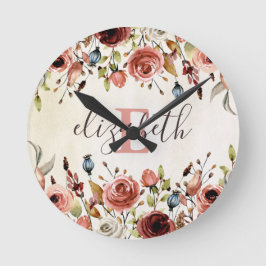 Redondo Relógio Floral Personalizado