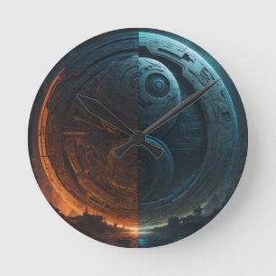 Redondo Relógio Futuro de Muro Yin Yang