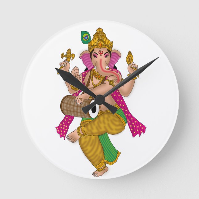 Redondo Relógio Ganesha Dançante (Frente)