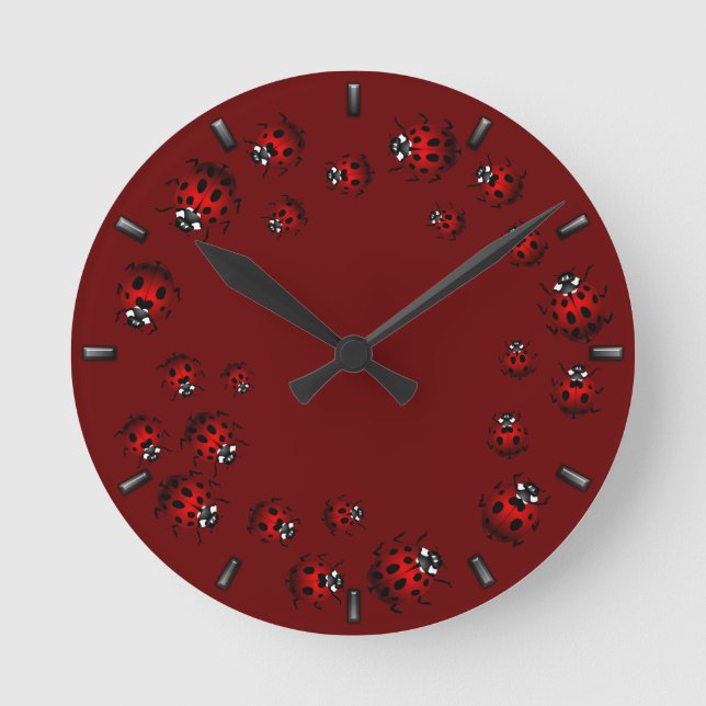 Redondo Relógio Ladybug Cute Ladybug Inseto Wall Clock (Frente)