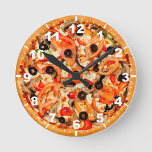 Redondo Relógio Legal de parede de textura de pizza