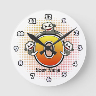 Redondo Relógio Monograma O Sock Monkey