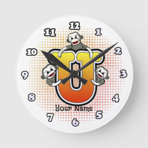 Redondo Relógio Monograma U Sock Monkey