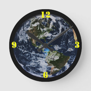 Redondo Relógio Mundial da Parede Planeta Terra