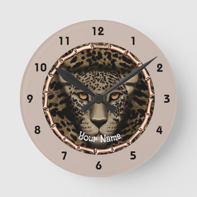 Redondo Relógio Ossos de Leopardo (Frente)