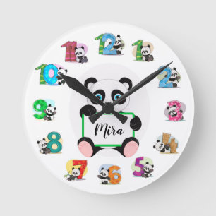 Redondo Relógio Panda Personalizado