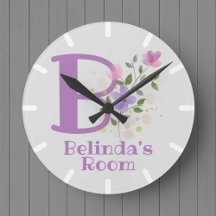 Relógio para Quarto de Criança com Nome Belinda &