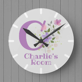 Redondo Relógio para Quarto de Crianças com Nome Charlie &