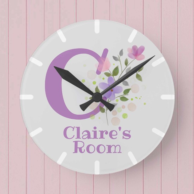 Redondo Relógio para Quarto de Crianças com o Nome Claire (Criador carregado)