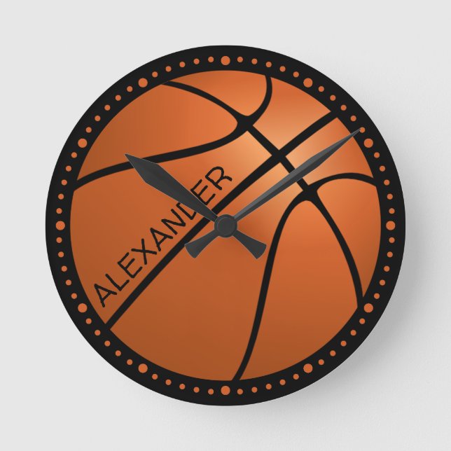 Redondo Relógio Personalizado de Grande Basquete (Frente)