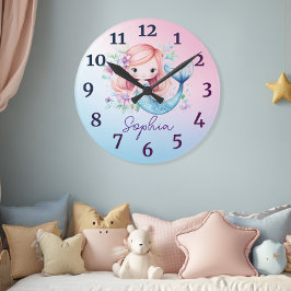 Redondo Relógio Personalizado Meninas Lindas Sereia