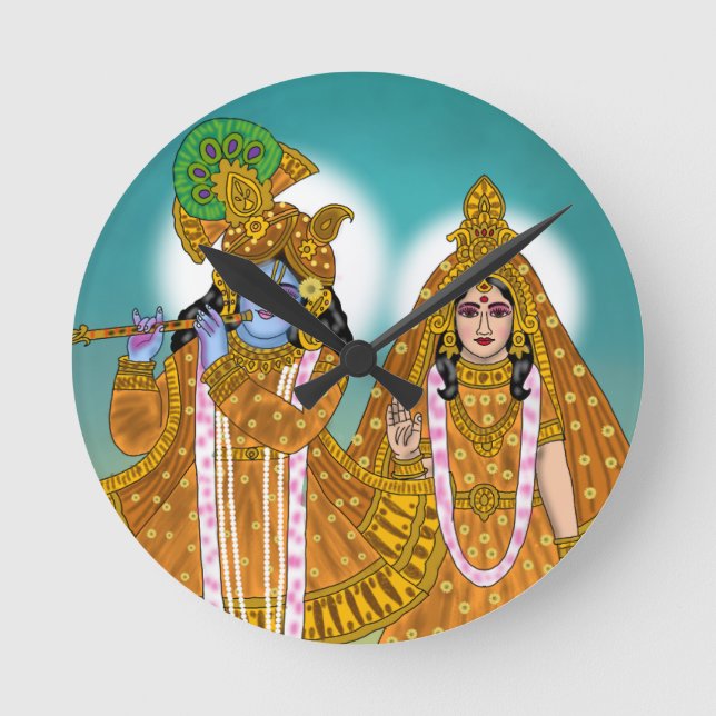 Redondo Relógio Radha Krishna (Frente)