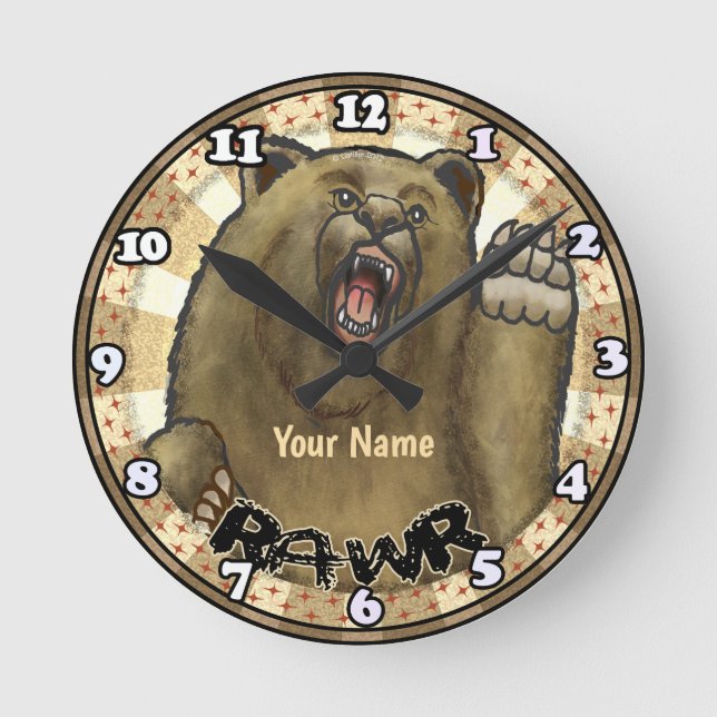 Redondo Relógio Rawr Bear (Frente)