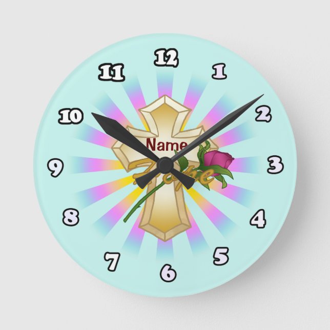 Redondo Relógio Rosa Christian Cross (Frente)