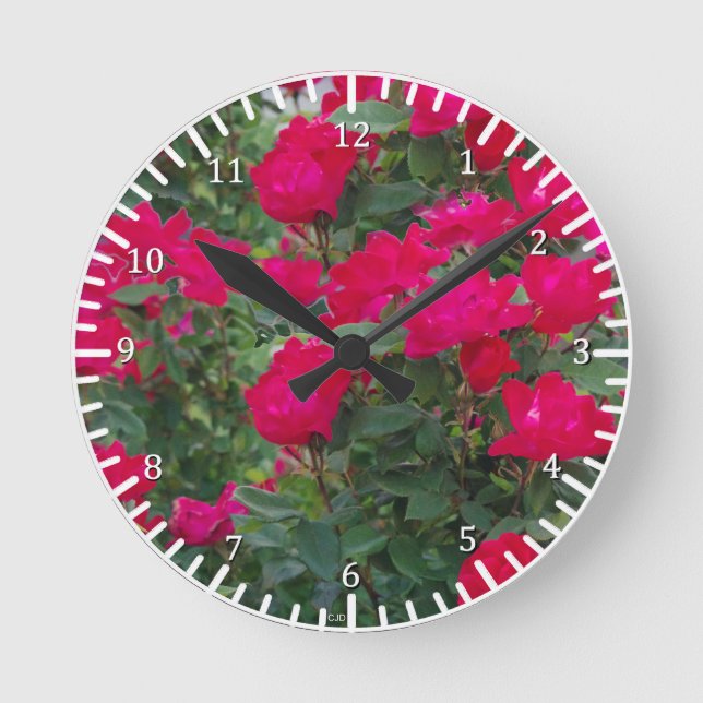 Redondo relógio Rosa vermelha (Frente)