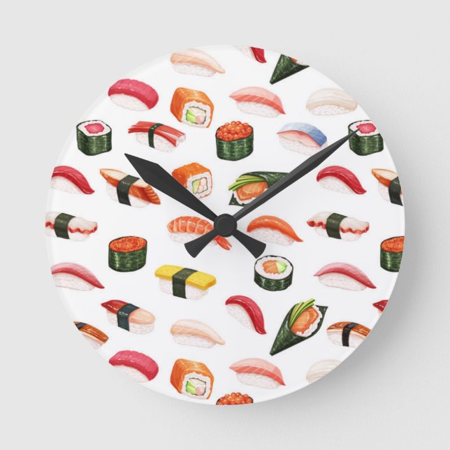 Redondo relógio sushi novelty (Frente)