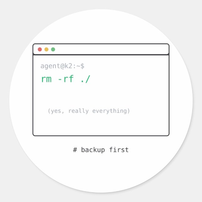 Redondo rm -rf / - Adesivo de Presente para Devs (Frente)