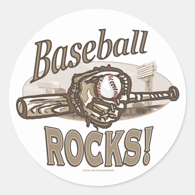 Redondo Rochas de Baseball! Adesivo (Frente)
