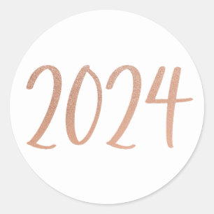 Redondo Rosa dourado 2024 adesivo para envelope ou favores