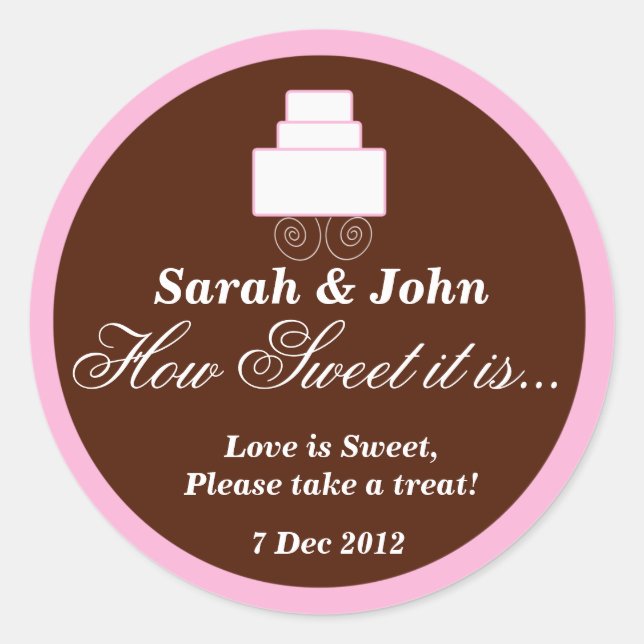 Redondo Rosa e marrom Como é doce é adesivo (Frente)