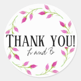 Redondo ROSA PERSONALIZADO OBRIGADO COM O SEU adesivo