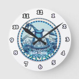 Redondo Rosas azuis rebatendo o relógio