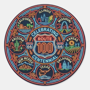 Redondo Rota Centenária 66 Adesivo Neon