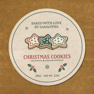 Redondo Rótulo Adesivo de Biscoitos de Natal Vintage