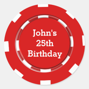 Redondo rótulo de adesivo de festa de cassino de fichas de