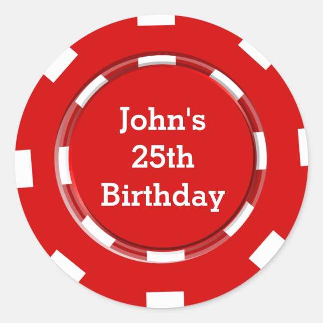 Redondo rótulo de adesivo de festa de cassino de fichas de (Frente)