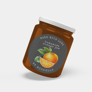 Redondo Rótulo de adesivo de geléia de laranja aquarela