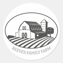 Redondo Rótulo de Adesivo de Ilustração de Casa de Campo