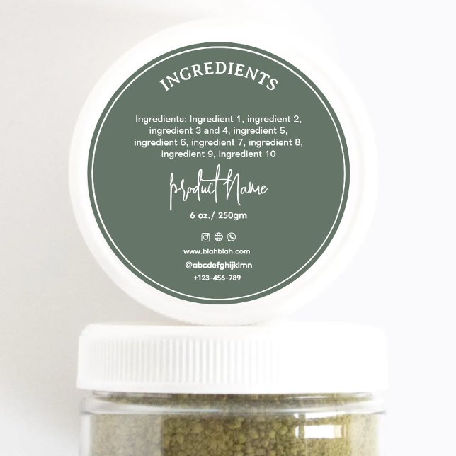Redondo rótulo de adesivo de ingrediente verde floresta (Criador carregado)