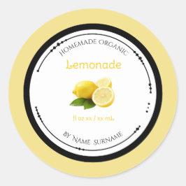 Redondo Rótulo de Adesivo de Limonada Orgânica Caseira