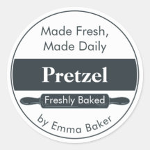 Rótulo de Adesivo de Padaria de Pretzel de Carvão
