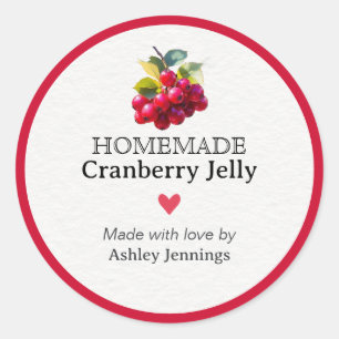Redondo Rótulo de Geléia de Cranberry Caseira Adesivo Pers