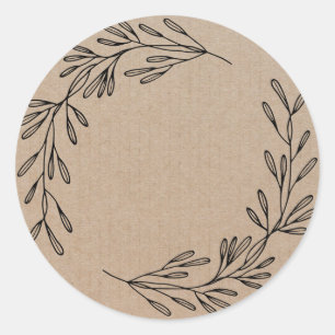 Redondo Rótulo de Grinalda Floral em Branco Adesivo Redond