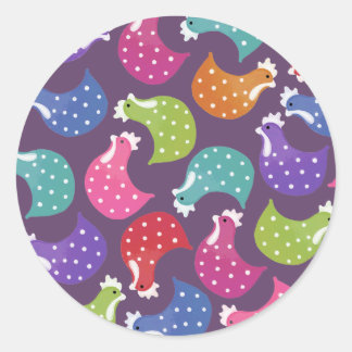Redondo Rótulo do adesivo do Rainbow Chicken Hen Pattern