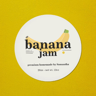 Redondo Rótulo Moderno de Geléia de Banana Adesivo
