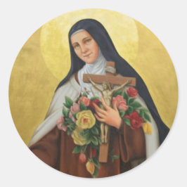 Redondo Ruas. Terese de Lisieux com crucifixo/rosa adesivo