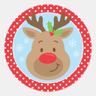 Redondo Rudolph Reindeer Adesivo de Natal
